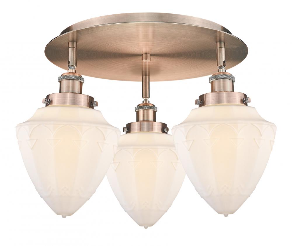 Bullet - 3 Light - 18 inch - Antique Copper - Semi-Flush Mount