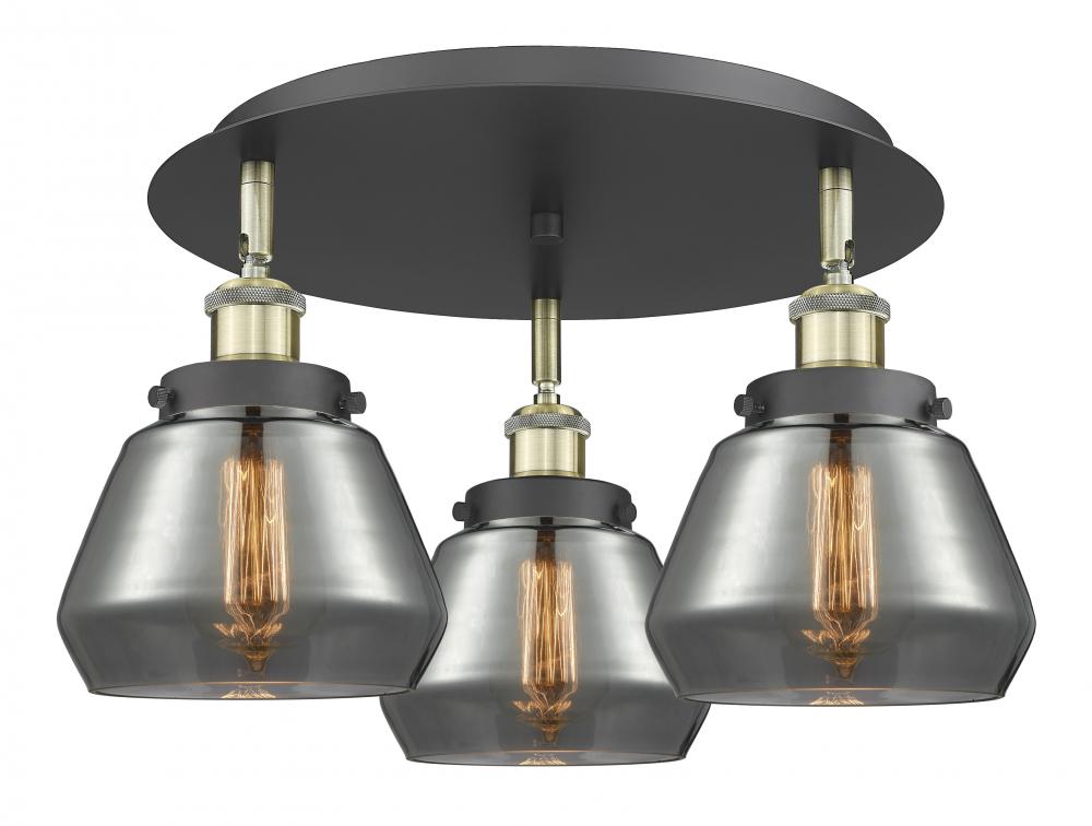 Fulton - 3 Light - 19 inch - Black Antique Brass - Semi-Flush Mount
