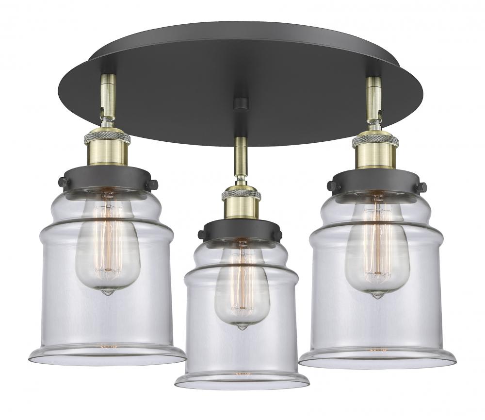 Canton - 3 Light - 18 inch - Black Antique Brass - Semi-Flush Mount