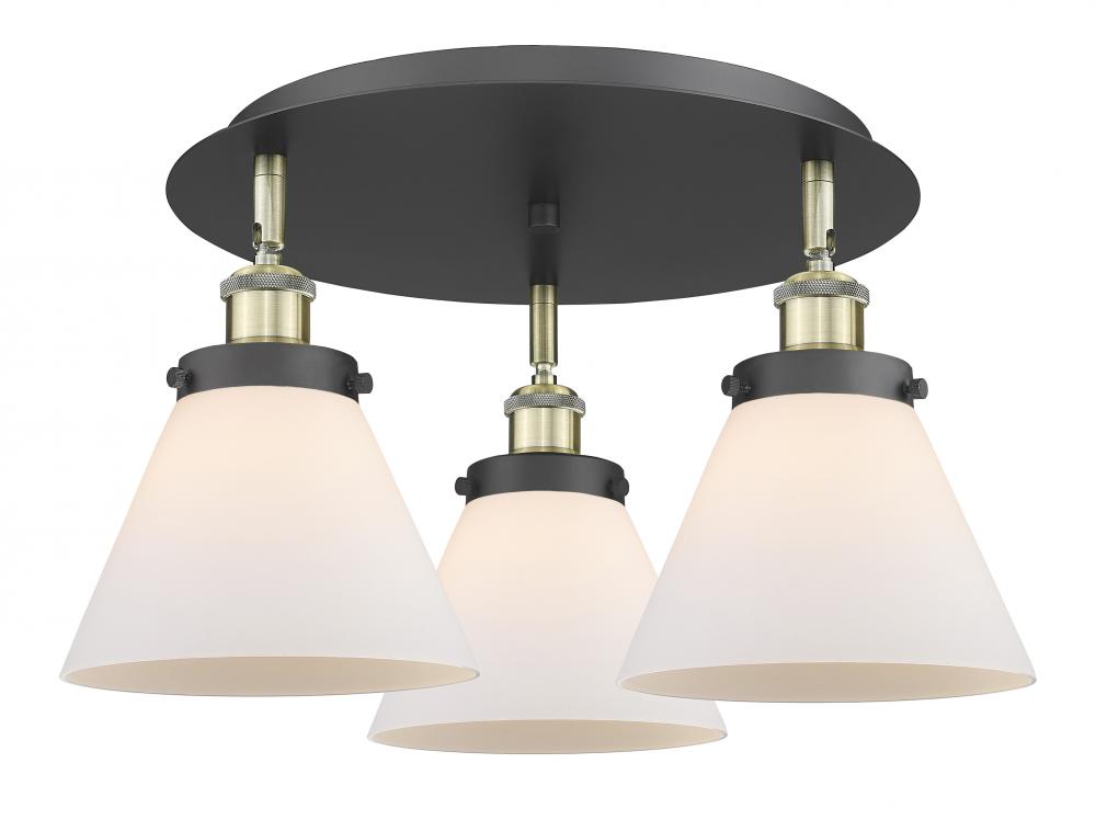 Cone - 3 Light - 20 inch - Black Antique Brass - Semi-Flush Mount