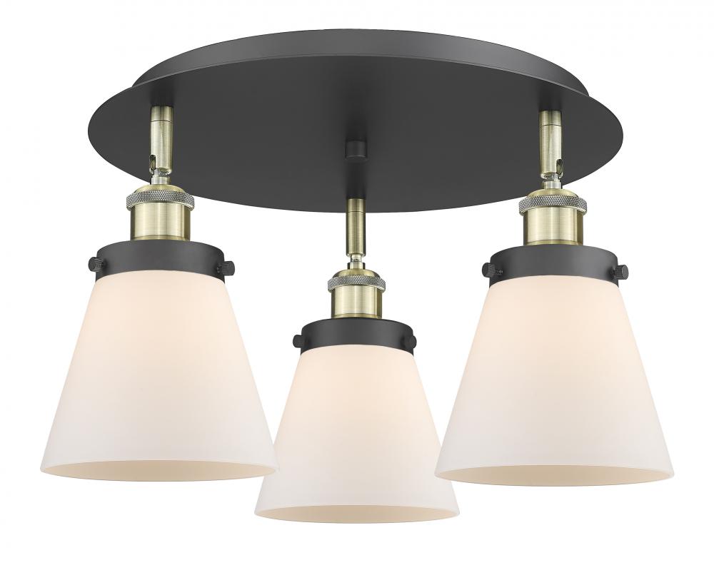 Cone - 3 Light - 18 inch - Black Antique Brass - Semi-Flush Mount
