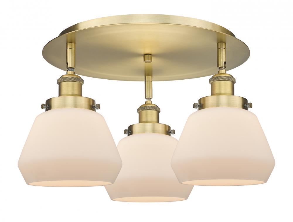 Fulton - 3 Light - 19 inch - Brushed Brass - Semi-Flush Mount