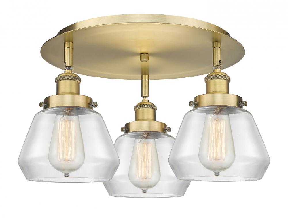 Fulton - 3 Light - 19 inch - Brushed Brass - Semi-Flush Mount
