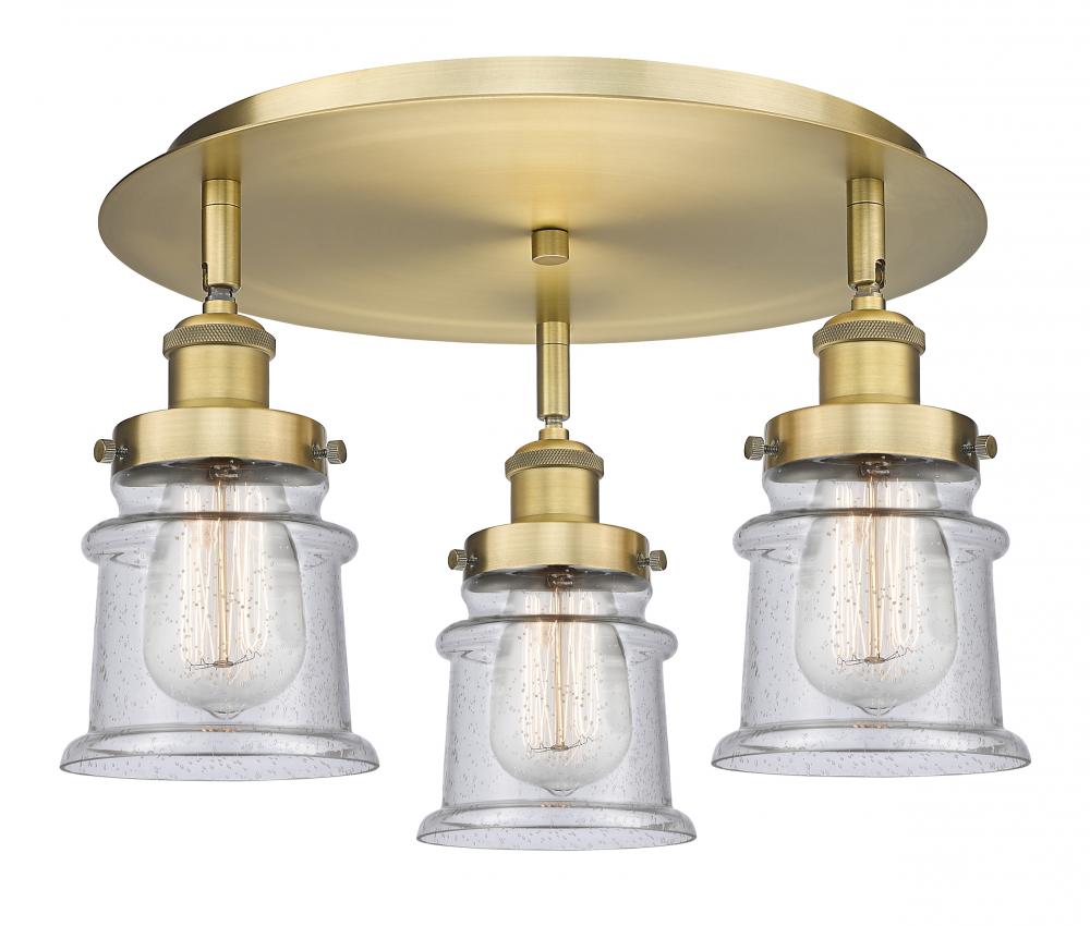 Canton - 3 Light - 17 inch - Brushed Brass - Semi-Flush Mount