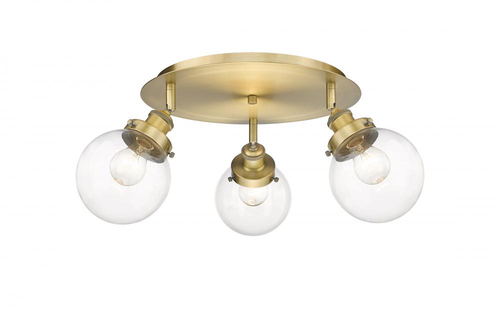 Beacon - 3 Light - 18 inch - Brushed Brass - Semi-Flush Mount