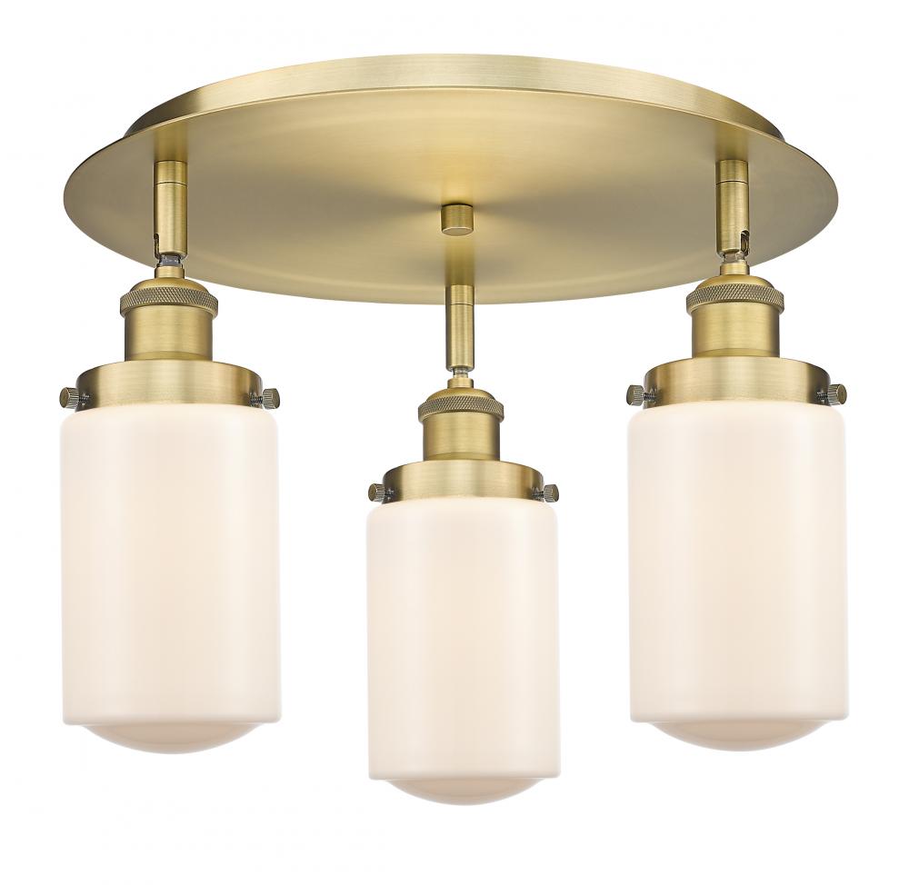 Dover - 3 Light - 16 inch - Brushed Brass - Semi-Flush Mount