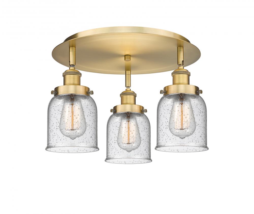 Cone - 3 Light - 17 inch - Brushed Brass - Semi-Flush Mount