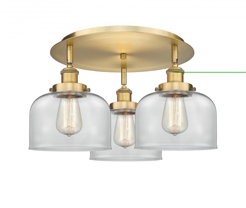 Cone - 3 Light - 20 inch - Brushed Brass - Semi-Flush Mount