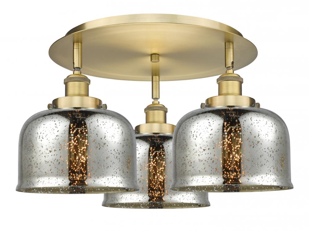 Cone - 3 Light - 20 inch - Brushed Brass - Semi-Flush Mount