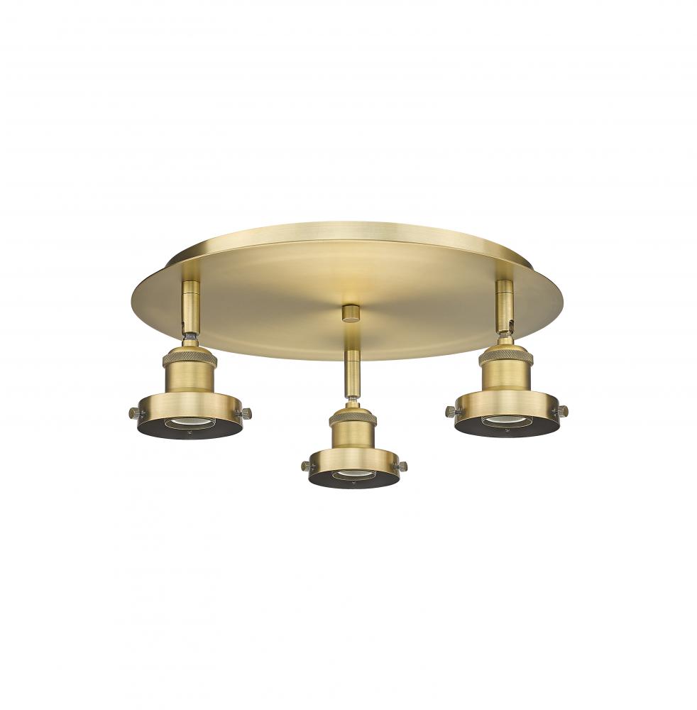 Ballston Urban - 3 Light - 15 inch - Brushed Brass - Semi-Flush Mount