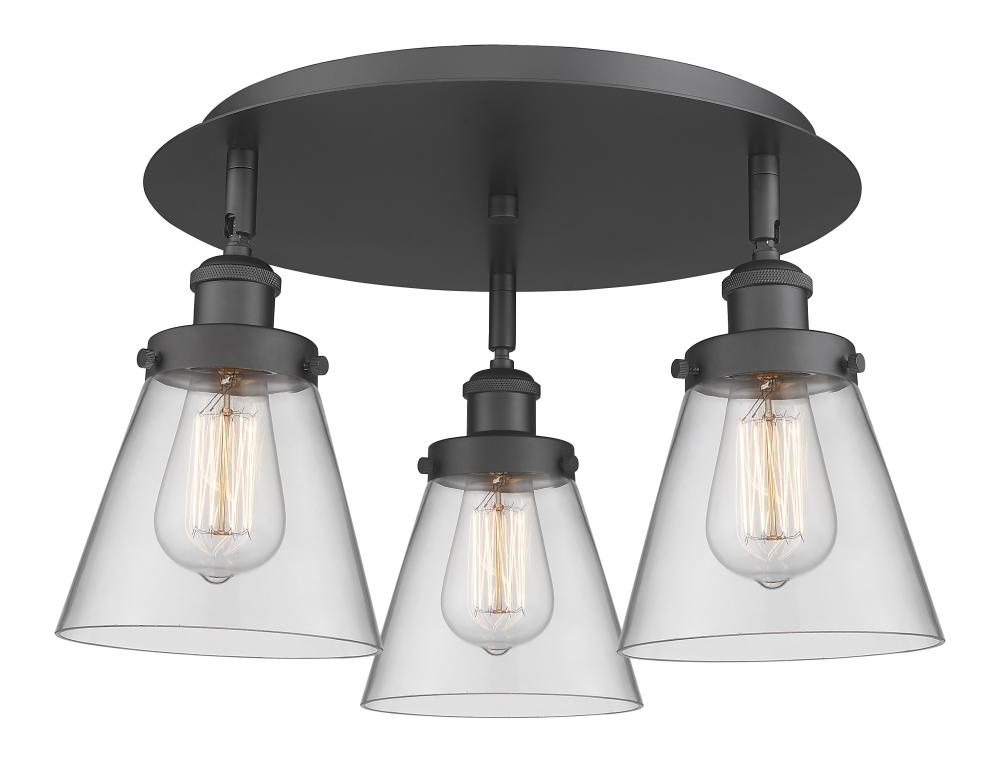Cone - 3 Light - 18 inch - Matte Black - Semi-Flush Mount