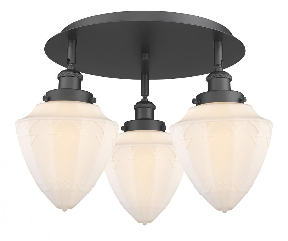Bullet - 3 Light - 18 inch - Matte Black - Semi-Flush Mount