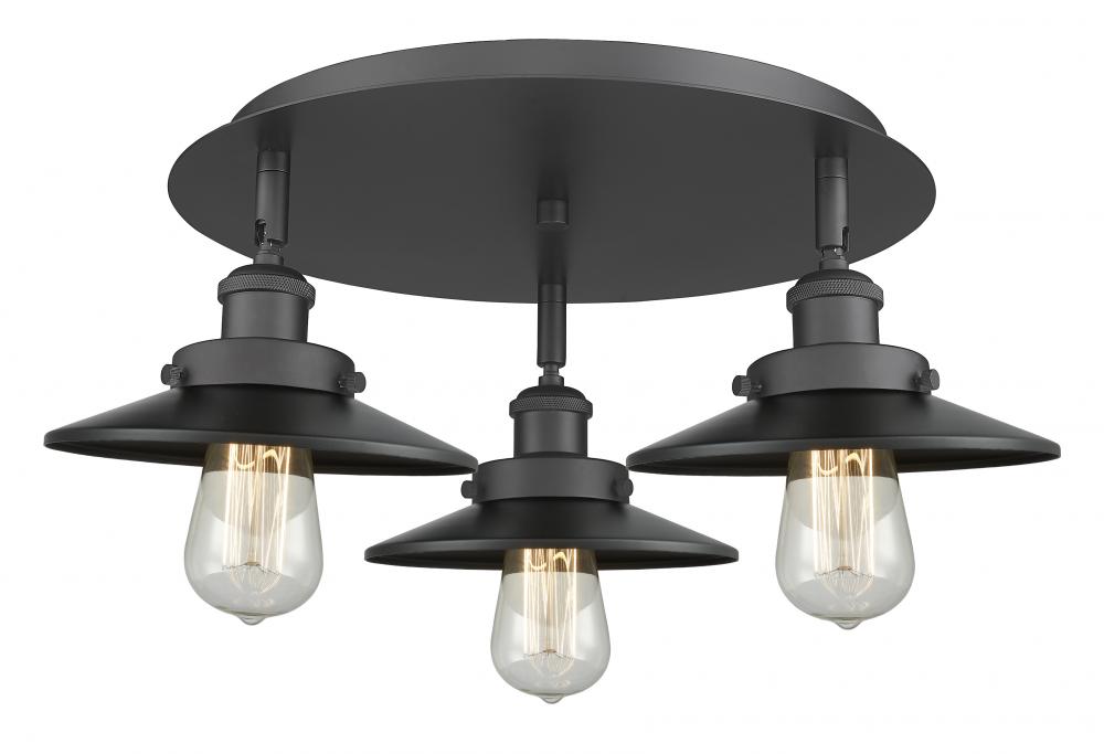 Edison - 3 Light - 20 inch - Matte Black - Semi-Flush Mount