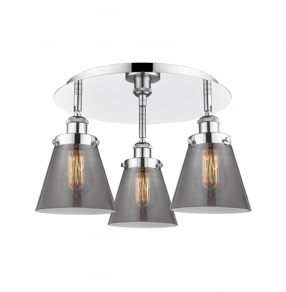 Cone - 3 Light - 18 inch - Polished Chrome - Semi-Flush Mount