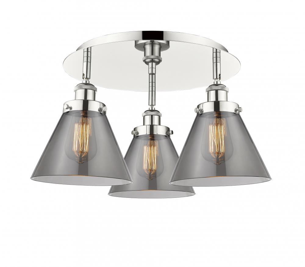 Cone - 3 Light - 20 inch - Polished Nickel - Semi-Flush Mount