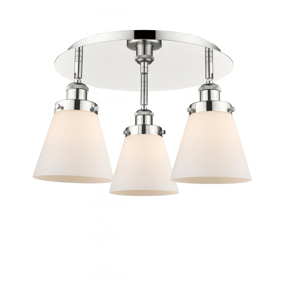 Cone - 3 Light - 18 inch - Polished Nickel - Semi-Flush Mount