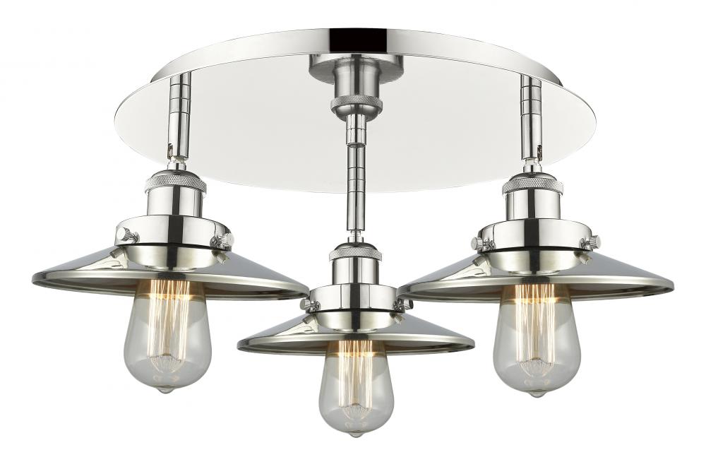 Edison - 3 Light - 20 inch - Polished Nickel - Semi-Flush Mount
