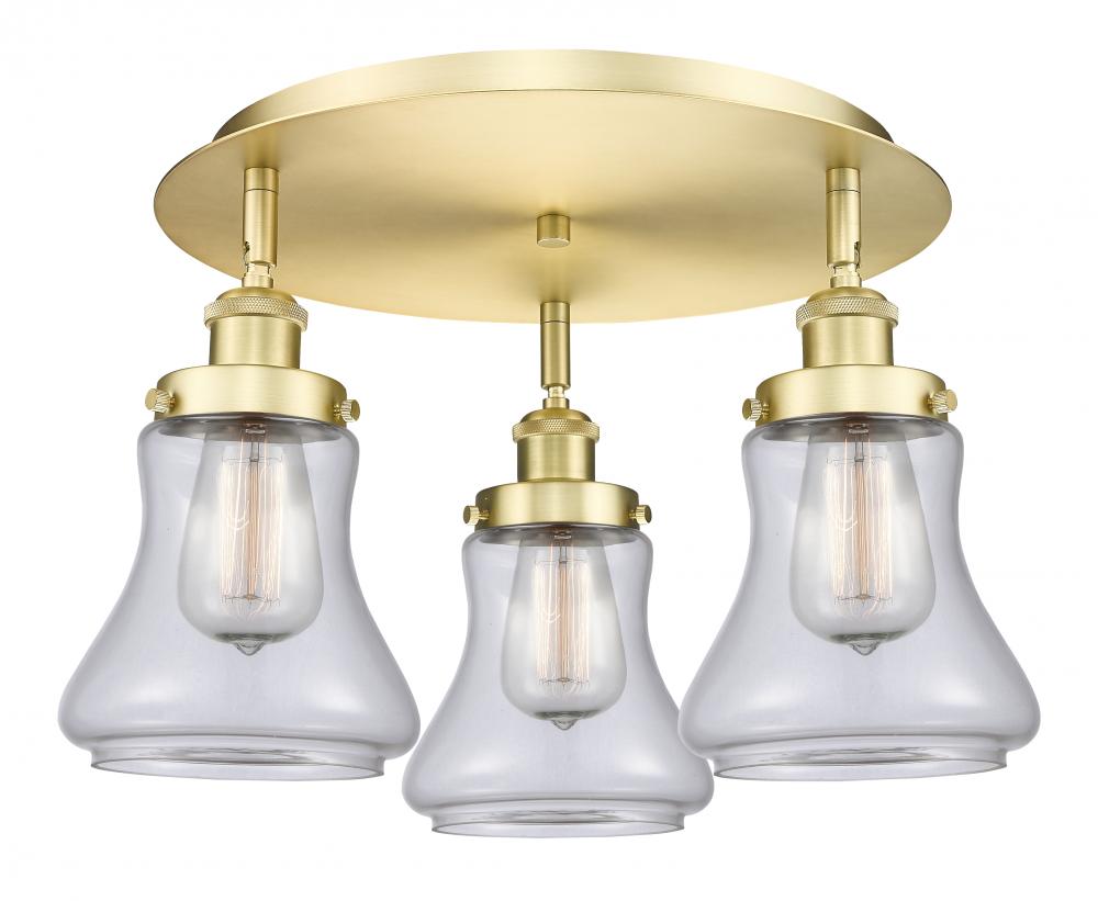 Bellmont - 3 Light - 18 inch - Satin Gold - Semi-Flush Mount