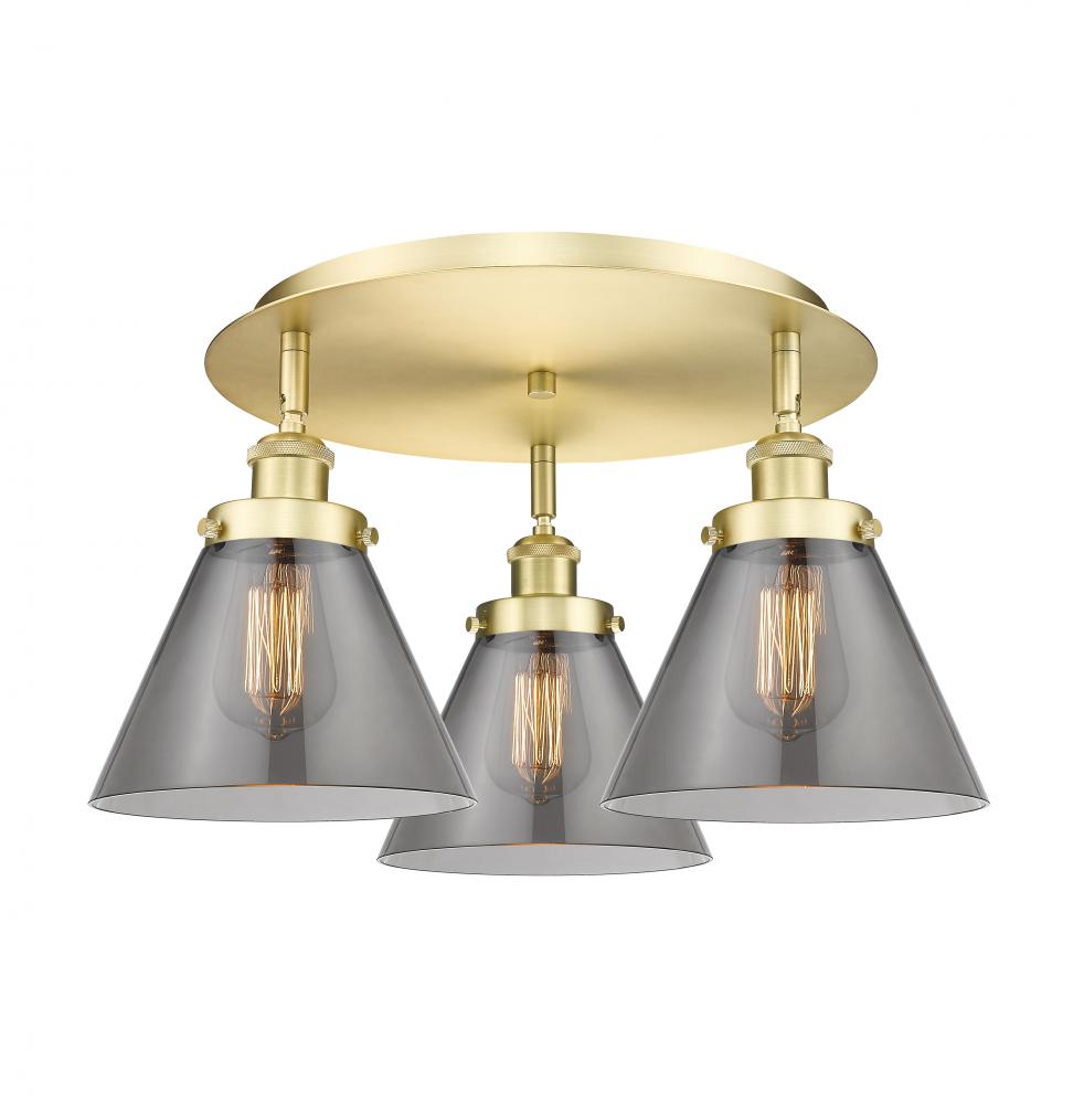 Cone - 3 Light - 20 inch - Satin Gold - Semi-Flush Mount