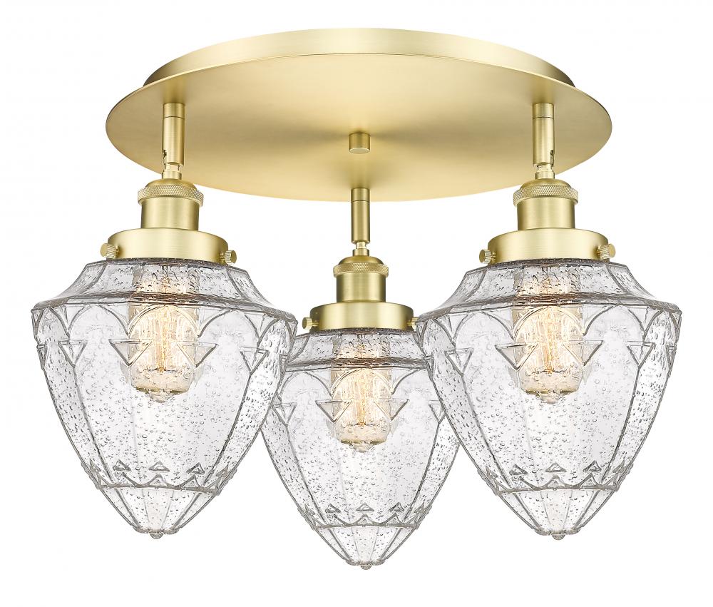 Bullet - 3 Light - 18 inch - Satin Gold - Semi-Flush Mount