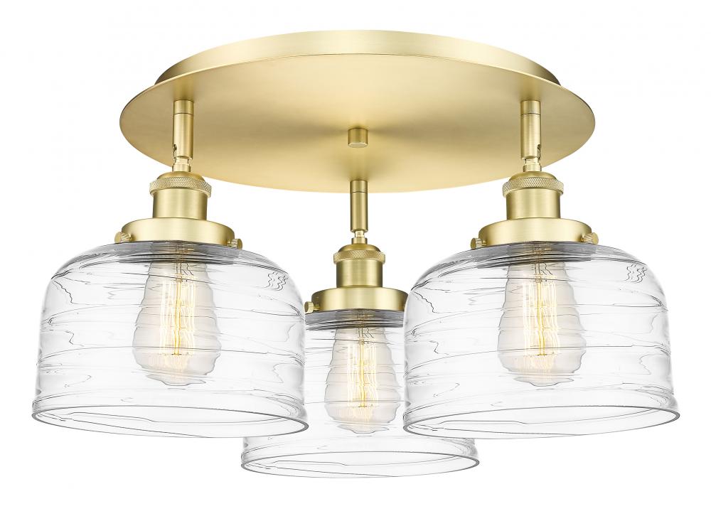 Bell - 3 Light - 20 inch - Satin Gold - Semi-Flush Mount