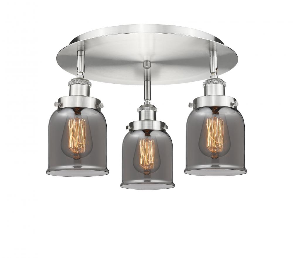 Cone - 3 Light - 17 inch - Satin Nickel - Semi-Flush Mount