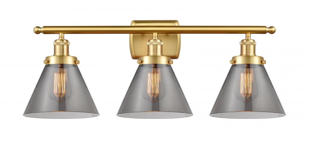 Cone - 3 Light - 28 inch - Satin Gold - Bath Vanity Light