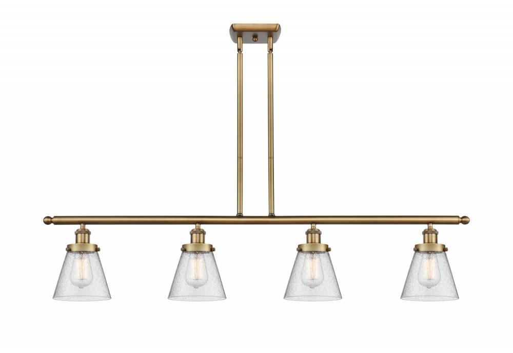 Cone - 4 Light - 48 inch - Brushed Brass - Stem Hung - Island Light