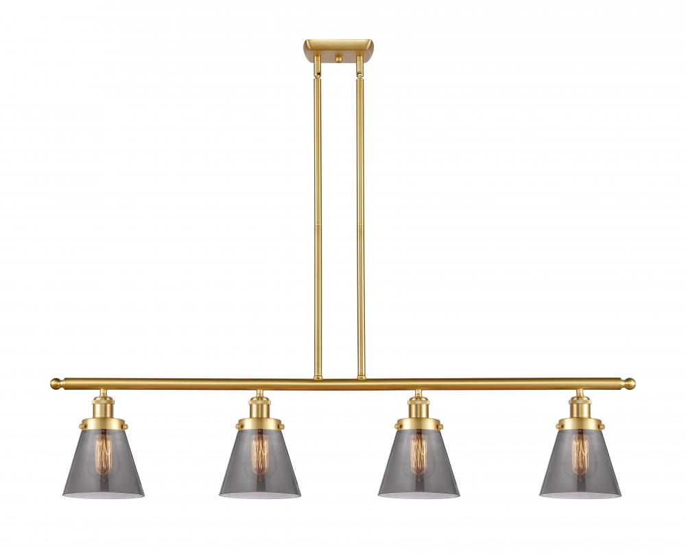 Cone - 4 Light - 48 inch - Satin Gold - Stem Hung - Island Light