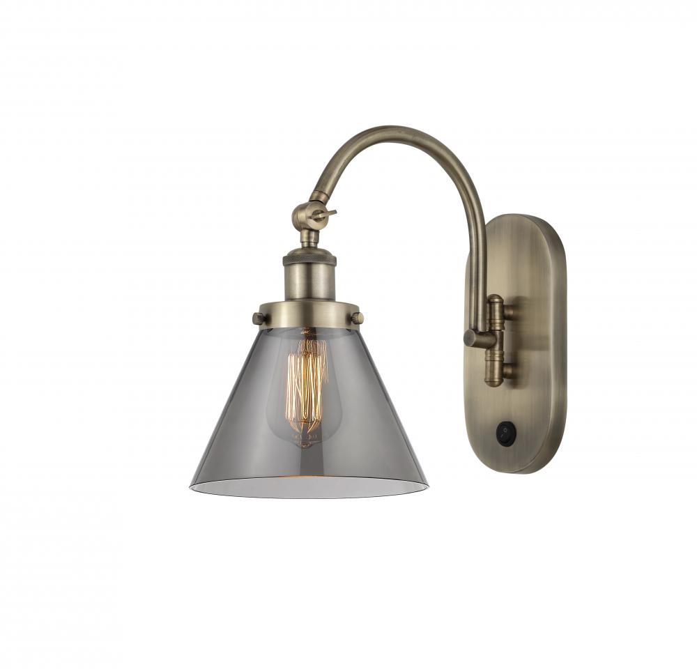 Cone - 1 Light - 8 inch - Antique Brass - Adjustable Swing Arm