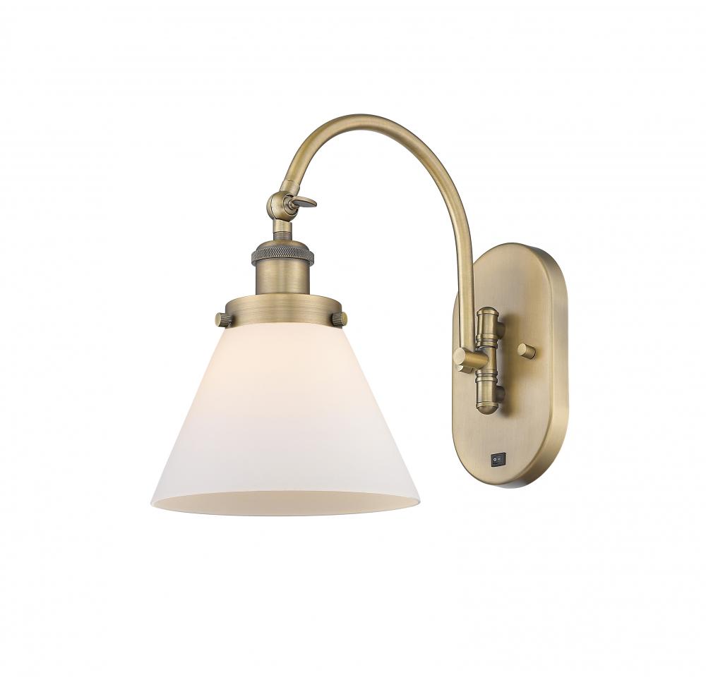 Cone - 1 Light - 8 inch - Brushed Brass - Adjustable Swing Arm