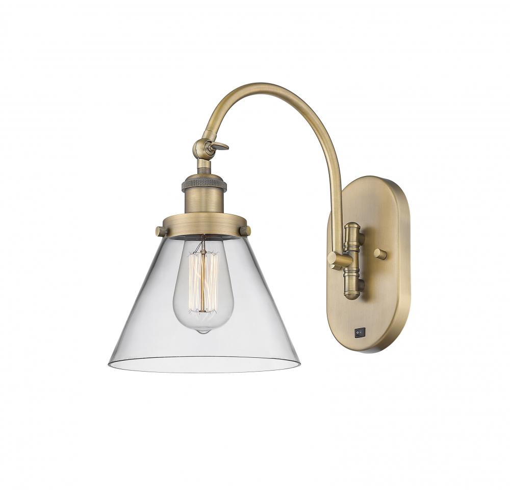 Cone - 1 Light - 8 inch - Brushed Brass - Adjustable Swing Arm