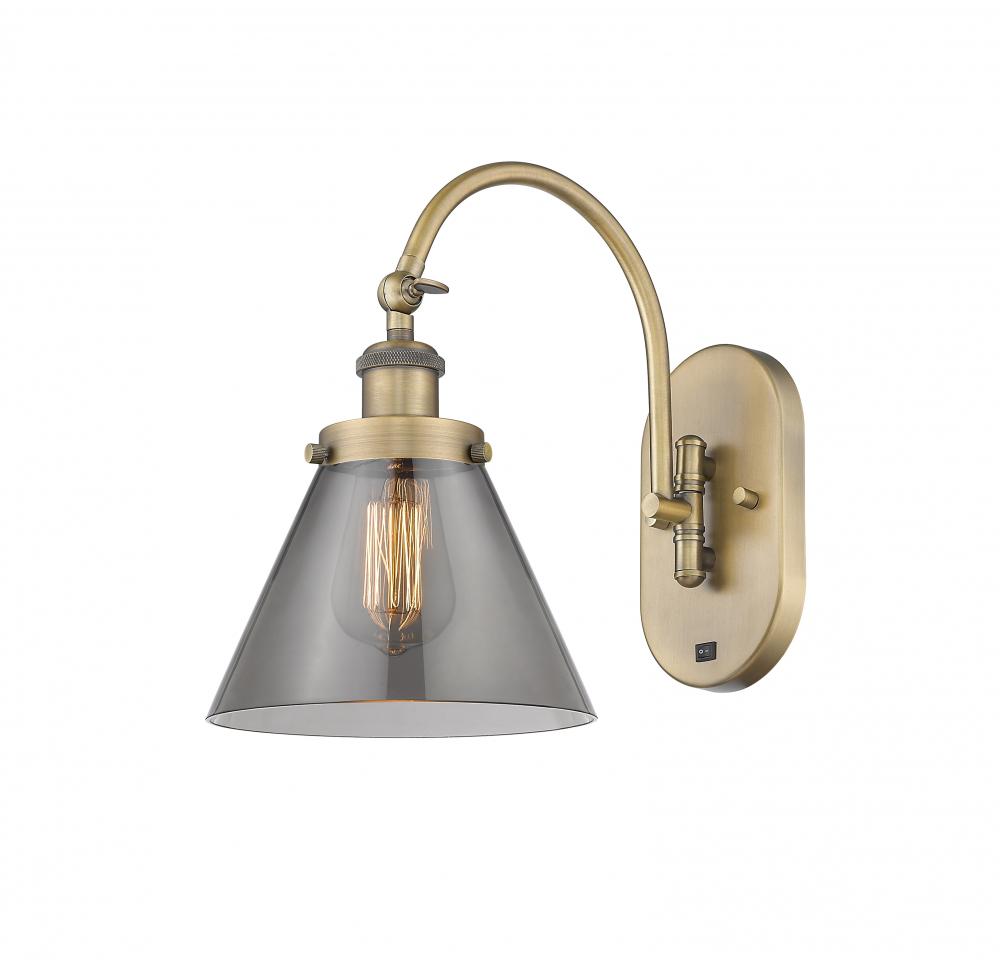 Cone - 1 Light - 8 inch - Brushed Brass - Adjustable Swing Arm
