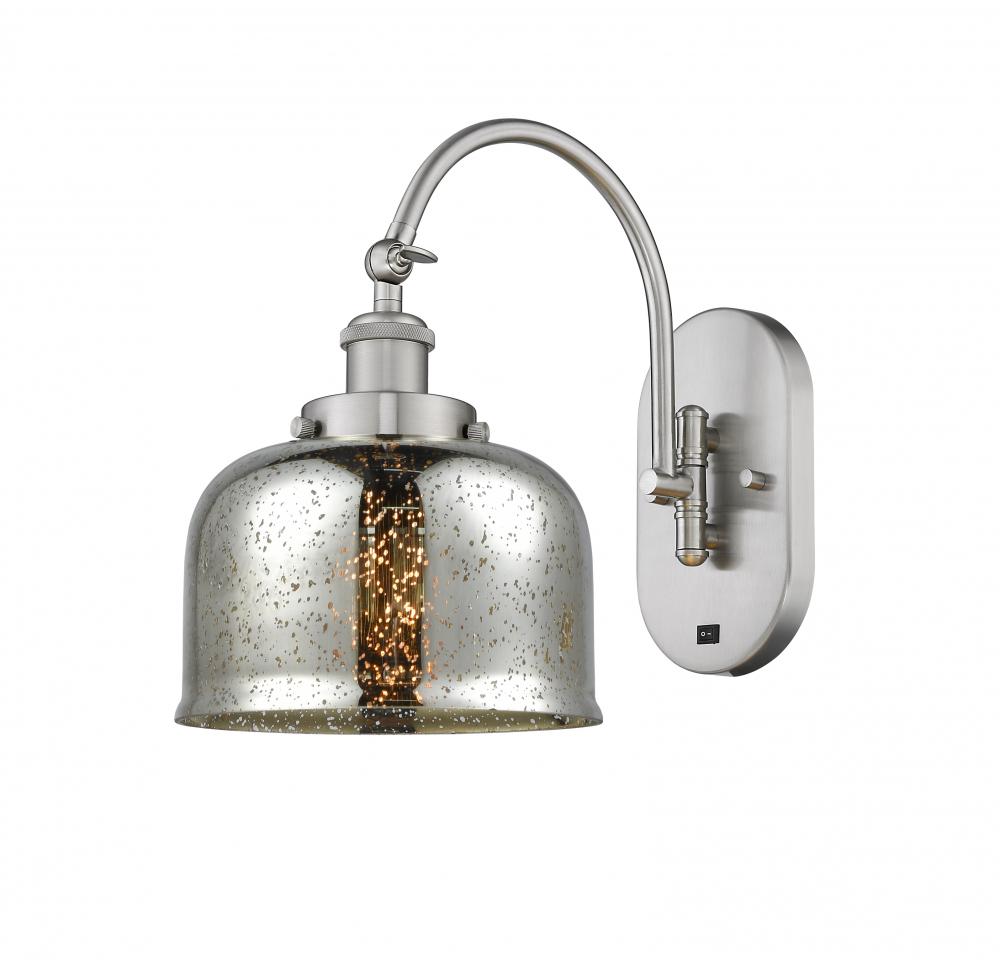 Bell - 1 Light - 8 inch - Brushed Satin Nickel - Adjustable Swing Arm