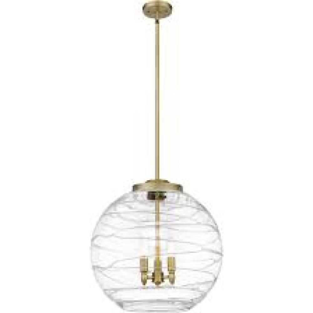 Athens Deco Swirl - 3 Light - 18 inch - Brushed Brass - Stem hung - Pendant