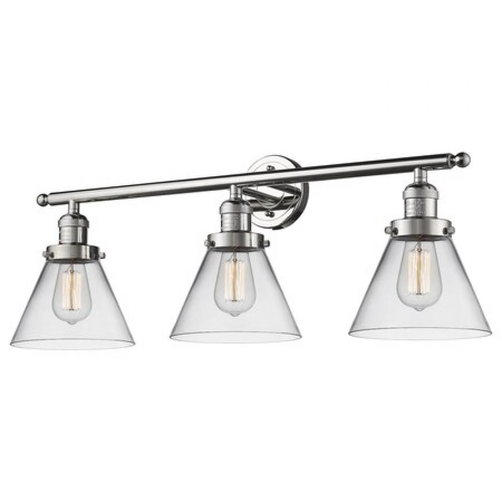 Cone - 3 Light - 30 inch - Polished Nickel - Bath Vanity Light