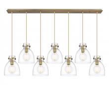 Innovations Lighting 127-410-1PS-BB-G412-8CL - Newton Bell - 7 Light - 52 inch - Brushed Brass - Linear Pendant