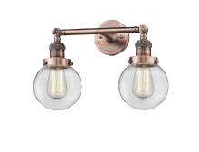 Innovations Lighting 208-AC-G202-6 - Beacon - 2 Light - 17 inch - Antique Copper - Adjustable Bath Vanity Light