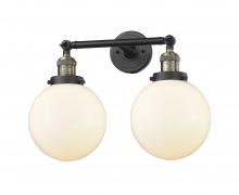 Innovations Lighting 208-BAB-G201-8 - Beacon - 2 Light - 19 inch - Black Antique Brass - Adjustable Bath Vanity Light