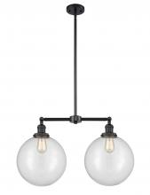 Innovations Lighting 209-BK-G202-12 - Beacon - 2 Light - 27 inch - Matte Black - Stem Hung - Adjustable Island Light