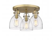 Innovations Lighting 410-3F-BB-G412-7CL - Newton Bell - 3 Light - 18 inch - Brushed Brass - Semi-Flush Mount