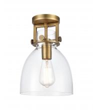 Innovations Lighting 411-1F-BB-G412-8CL - Newton Bell - 1 Light - 8 inch - Brushed Brass - Semi-Flush Mount