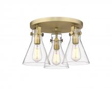 Innovations Lighting 411-3F-BB-G411-7CL - Newton Cone - 3 Light - 18 inch - Brushed Brass - Semi-Flush Mount