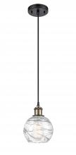 Innovations Lighting 516-1P-BAB-G1213-6 - Athens Deco Swirl - 1 Light - 6 inch - Black Antique Brass - Cord hung - Mini Pendant