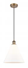 Innovations Lighting 516-1P-BB-GBC-121 - Berkshire - 1 Light - 12 inch - Brushed Brass - Cord hung - Mini Pendant