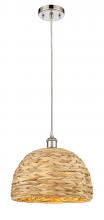 Innovations Lighting 516-1P-PN-RBD-12-NAT - Woven Rattan - 1 Light - 12 inch - Polished Nickel - Mini Pendant