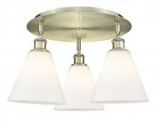Innovations Lighting 516-3C-AB-GBC-81 - Berkshire - 3 Light - 20 inch - Antique Brass - Semi-Flush Mount