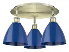 Innovations Lighting 516-3C-AB-MBD-75-BL - Plymouth - 3 Light - 19 inch - Antique Brass - Semi-Flush Mount