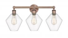 Innovations Lighting 616-3W-AC-G652-8 - Cindyrella - 3 Light - 26 inch - Antique Copper - Bath Vanity Light