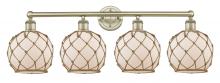 Innovations Lighting 616-4W-AB-G121-8RB - Farmhouse Rope - 4 Light - 35 inch - Antique Brass - Bath Vanity Light